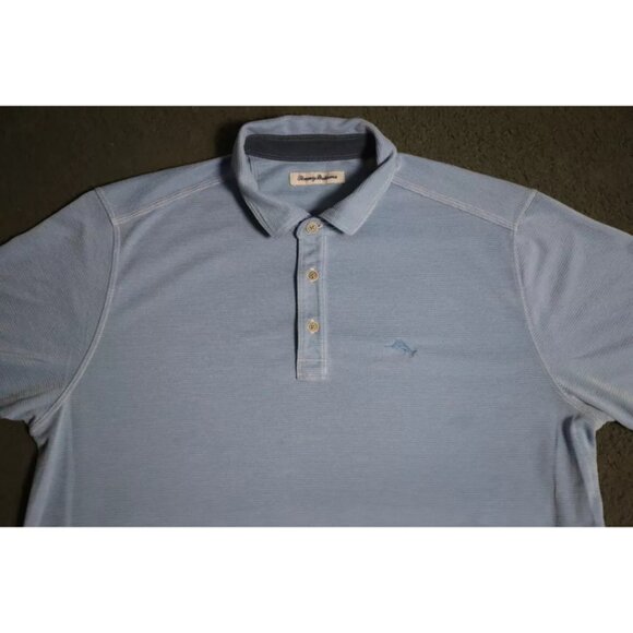 Tommy Bahama Polo Shirt Men L Blue Spread Collared Short Sleeve Logo Embroidered - Picture 2 of 8
